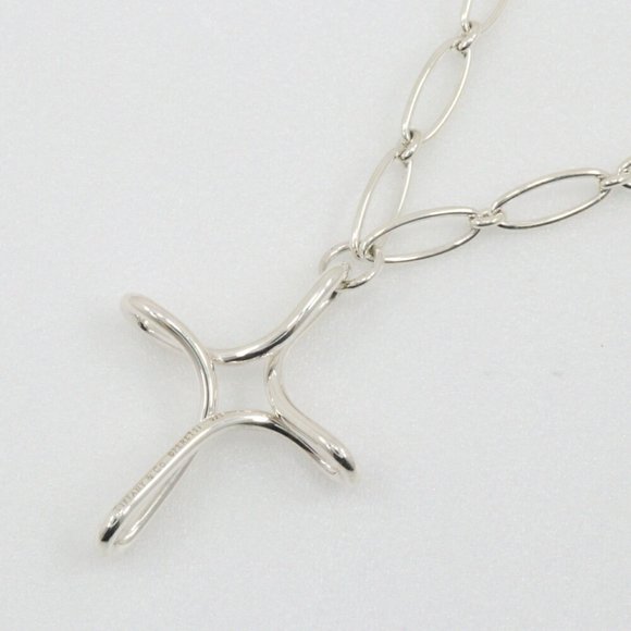 Tiffany & Co. Large Infinity Cross Necklace Elsa Peretti Silver 925 Approx. 2...